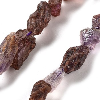 Raw Rough Natural Purple Lodolite Quartz Beads Strands, Nuggets, 8.5~13.5x6.5~9x5~7mm, Hole: 0.9mm, about 18~21pcs/strand, 7.28''~7.87''(18.5~20cm)