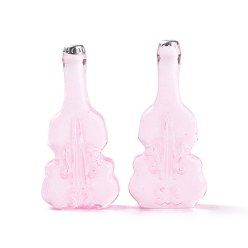 Violin Shape Dummy Wine Bottle Resin Cabochon, Pink, 36.5x17x8mm