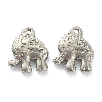 304 Stainless Steel Pendant Cabochon Settings for Enamel, Elephant, Stainless Steel Color, 17x14.5x4.5mm, Hole: 1.6mm