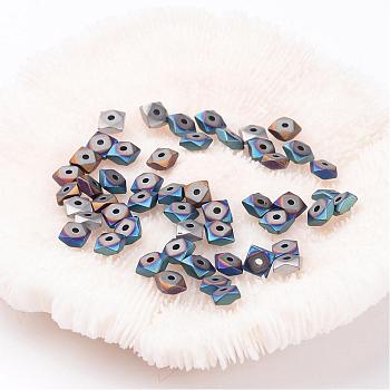 Frosted Square Electroplate Non-Magnetic Synthetic Hematite Beads, Mixed Color, 4.5x4.5x2mm, Hole: 1mm