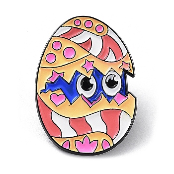 Easter Egg with Star Enamel Pins, Black Alloy Badge for Backpack Cloths Hats Jacket, Salmon, 30.5x22x1.5mm