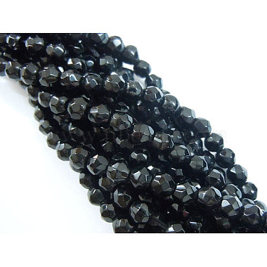 4mm Black Round Black Stone Beads
