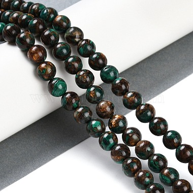 Assembled Natural Malachite & Bronzite Beads Strands(G-A230-D02-03)-2