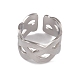 304 Stainless Steel Hollow Out Wave Open Cuff Rings for Women(RJEW-G285-29P)-2