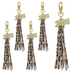 5Pcs PU Leather Tassel & Alloy Pendant Decorations, with Alloy Swivel Lobster Claw Clasps, Colorful, 140mm(HJEW-YW00385-01)