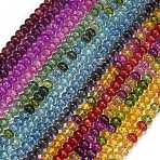 Dyed Imitation Gemstone Glass Beads Strands, Rondelle, Mixed Color, 8~8.5x4.5~5mm, Hole: 1.2mm, about 79pcs/strand, 14.57''(37cm)(GL-Z001-03A)