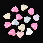 Plastic Beads, Imitation Jelly, Heart, AB Color Plated, Mixed Color, 7.5~8x9x5mm, Hole: 1.5mm, about 2500pcs/500g(KY-N026-22)