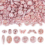 100G Pearlized Opaque Acrylic Beads, Mixed Shapes, Pearl Pink, 9~18x8.5~29x3~14mm, Hole: 1.6~4mm(OACR-TA0004-41A)