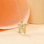Alloy Textured Initial Pendant Necklaces, Golden, Letter N, 18.31 inch(46.5cm)(FS-WG9837C-14)