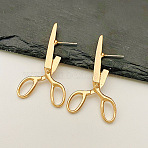 Alloy Stud Earrings, Scissors, Golden, 46x15mm(WH-WG65DD0-01)