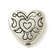 Tibetan Style Alloy Beads, Cadmium Free & Lead Free, Antique Silver, Heart, 10.5x11.5x3mm, Hole: 1.6mm(FIND-U015-37AS)