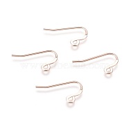 304 Stainless Steel French Earring Hooks, Flat Earring Hooks, Ear Wire, with Horizontal Loop, Rose Gold, 12x22x0.9mm, Hole: 1.8mm, 19 Gauge, Pin: 0.9mm(STAS-H436-07RG)