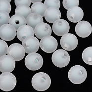 Transparent Acrylic Beads, Frosted, Bead in Bead, Round, Light Blue, 9.5x9mm, Hole: 2mm, about 960pcs/500g(TACR-S152-15C-10)