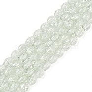 Transparent Crackle Glass Beads Strands, Oval, Honeydew, 8x5.5~6mm, Hole: 1mm, about 100pcs/strand, 31.4 inch(DGLA-S085-6x8-01)