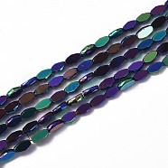 Rainbow Electroplate Glass Beads Strands, Faceted, Oval, Multi-color Plated, 8x4.5x2mm, Hole: 0.9mm, about 60pcs/strand, 17.72''(45cm)(EGLA-J150-C01-FP01)