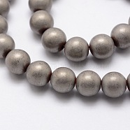 Electroplate Non-magnetic Synthetic Hematite Beads Strands, Matte Style, Round, Platinum Plated, 8mm, Hole: 1.5mm, about 50pcs/strand, 15.7 inch(G-R363-8mm-03)