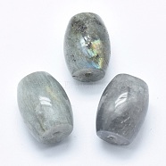 Natural Labradorite Beads, Half Drilled(Holes on Both Sides), Barrel, 24.5~25x18mm, Hole: 2.5~3mm(G-P384-U24)
