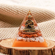 Orgonite Pyramid Resin Energy Generators, Reiki Natural Red Aventurine Chips and Buddha Inside for Home Office Desk Decoration, 50x50x50mm(WG30093-09)