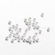 Rondelle Brass Crimp Beads, Silver Color Plated, 2x1mm, Hole: 1mm, about 1000pcs/10g(X-KK-L134-27S)