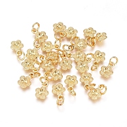 Electroplated Alloy Charms, Long-Lasting Plated, Brass Jump Ring, Flower, Golden, 9.5x7x3mm, Hole: 3.5mm(PALLOY-G267-08G)