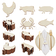 100Pcs 5 Styles Unfinished Wooden Cutouts, for Menu Recipe Animal Series, Mixed Shapes, 2.4~4.8x4.4~4.85x0.3cm, 20pcs/style(WOOD-OC0002-90)