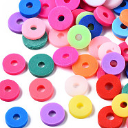 Handmade Polymer Clay Beads, Disc/Flat Round, Heishi Beads, Mixed Color, 4x1mm, Hole: 1mm, about 55000pcs/1000g(CLAY-R067-4.0mm-BM1)