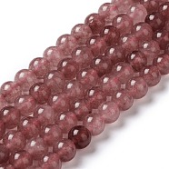 Natural Jade Imitation Strawberry Quartz Beads Strands, Round, Dyed, Indian Red, 8mm, Hole: 1.2mm, about 48pcs/strand, 14.57~14.69''(37~37.3cm)(G-B046-08B)