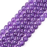Natural Amethyst Beads Strands, Round, Faceted, Purple, 6mm, hole: 1mm, 32pcs/strand, 8 inch(G-C073-6mm-3)