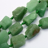 Natural Green Aventurine Beads Strands, Nuggets, 17~30.5x11~26x11~26mm, Hole: 2mm, about 16~19pcs/strand, 15.7 inch(40cm)(G-G697-E07)
