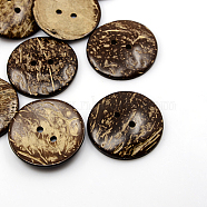 Coconut Buttons, 2-Hole, Flat Round, Coconut Brown, 44x5mm, Hole: 4mm(COCO-I002-103)