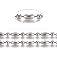 304 Stainless Steel Ball Chains, Stainless Steel Color, Rice: 12x6mm, Ball: 6mm(CHS-L024-023H)