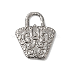 Non-Tarnish 304 Stainless Steel Pendants, Handbag Charms, Stainless Steel Color, 17x14x2mm, Hole: 4x3.5mm(STAS-N103-48P)