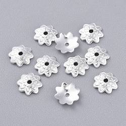 201 Stainless Steel Bead Caps, Multi-Petal, Flower, Silver, 7x2mm, Hole: 1.2mm(STAS-K210-03S)