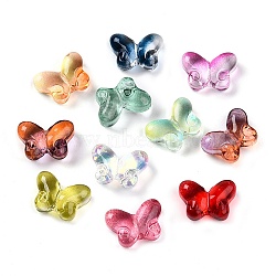 Transparent Glass Beads, Butterfly, Gradient Color, Mixed Color, 10x14.5x5~6.5mm, Hole: 1mm(GLAA-N001-69)