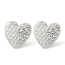 304 Stainless Steel Stud Earrings, Heart, Stainless Steel Color, 22x22mm(EJEW-Z026-02P)
