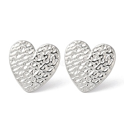 Non-Tarnish 304 Stainless Steel Stud Earrings, Heart, Stainless Steel Color, 22x22mm(EJEW-Z026-02P)