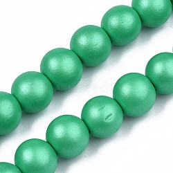 Painted Natural Wood Beads Strands, Round, Medium Sea Green, 15~16x14~15mm, Hole: 3.5~4.5mm, about 25pcs/strand, 14.25 inch~14.33 inch(36.2cm~36.4cm)(WOOD-S053-58D)