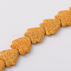 Tropical Fish Synthetic Lava Rock Beads Strands, Dyed, Yellow, 25x24x10mm, Hole: 1mm, about 18pcs/strand, 15.9 inch(G-N0107-13)