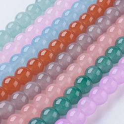 Glass Beads Strands, Imitation Jade, Round, Mixed Color, 8mm, Hole: 1mm, about 50pcs/strand, 15.7 inch(40cm)(GLAA-I039-8mm-M)