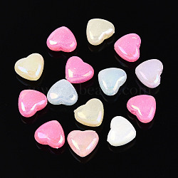 Plastic Beads, Imitation Jelly, Heart, AB Color Plated, Mixed Color, 7.5~8x9x5mm, Hole: 1.5mm, about 2500pcs/500g(KY-N026-22)