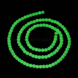 Luminous Glass Bead Strands, Glow in the Dark, Round, White, 3x2.7mm, Hole: 0.7mm, about 125~127pcs/strand, 14.57''(37cm)(X-GLAA-H018-01B)