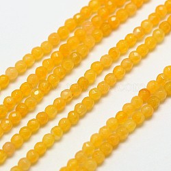 Natural Topaz Jade Bead Strands, Faceted Round, 2mm, Hole: 0.8mm, about 190pcs/strand, 16 inch(G-A129-2mm-07)