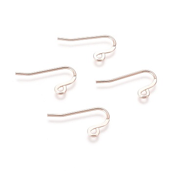 304 Stainless Steel French Earring Hooks, Flat Earring Hooks, Ear Wire, with Horizontal Loop, Rose Gold, 12x22x0.9mm, Hole: 1.8mm, 19 Gauge, Pin: 0.9mm