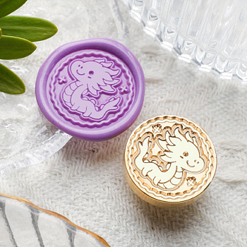 Animal Insect Theme Golden Plated Wax Seal Brass Stamp Head, for Wax Seal Stamp, Dragon, 25x15mm, Hole: 7mm