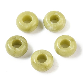 Natural Xinyi Jade/Chinese Southern Jade European Beads, Large Hole Beads, Rondelle, 14x7~8mm, Hole: 6mm