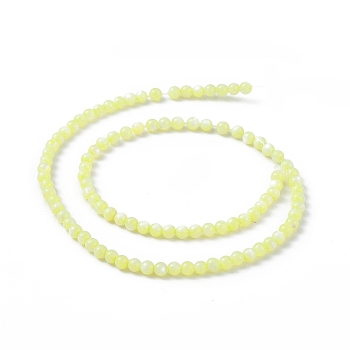 125Pcs Natural Freshwater Shell Beads, Dyed, Round, Yellow, 3mm, Hole: 0.5mm