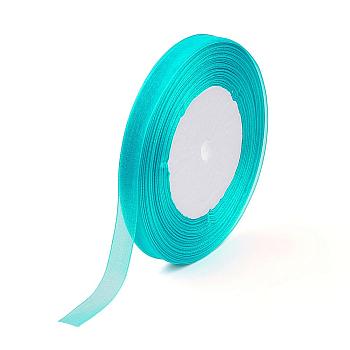 Organza Ribbon, Dark Turquoise, 3/8 inch(10mm), 50yards/roll(45.72m/roll), 10rolls/group, 500yards/group(457.2m/group)