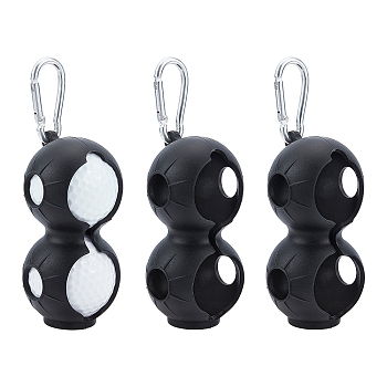 SUPERFINDINGS 3Pcs 8-shape Silicone Silicon Golf Ball Cover, with Key Ring, for Golf Accessory Supplies, Black, 126mm