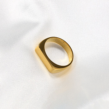 Rectangle 304 Stainless Steel Finger Rings for Men, Golden, US Size 8(18.1mm)