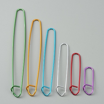 Alloy Yarn Stitch Holders for Knitting Notions, Crochet Tools, Mixed Color, 60~200x18~20x9~12mm, 6pcs/set